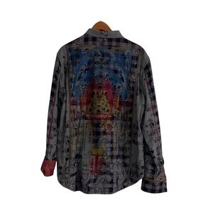 Robert Graham Mens Limited Edition Blues Haven XL Classic Fit Embellished Scull